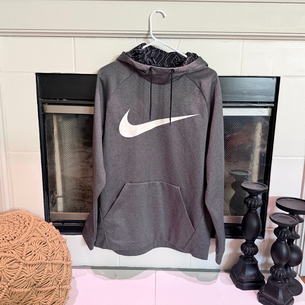 Gray Nike Hoodie with White Logo
